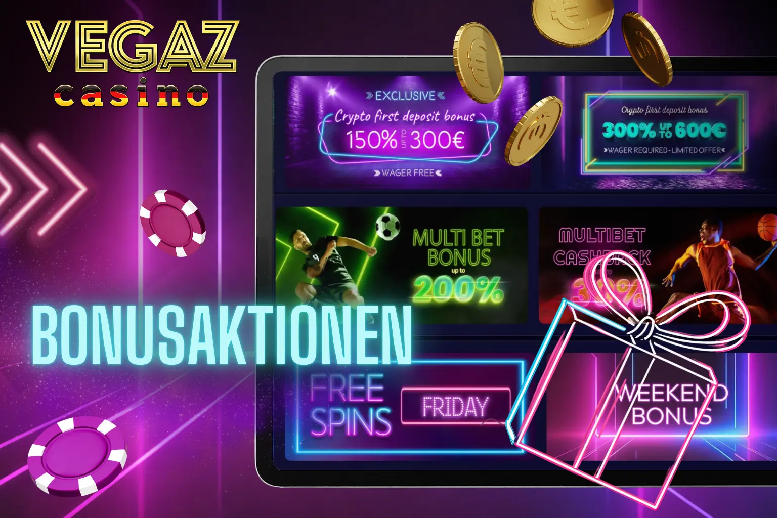 Aktuelle Aktionen für registrierte Spieler im Vegaz Casino